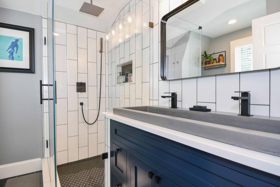 blue vanity cement sink