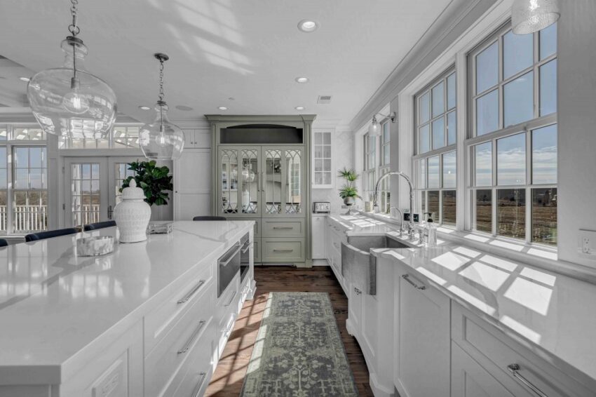 white and grey farmhouse kitchen