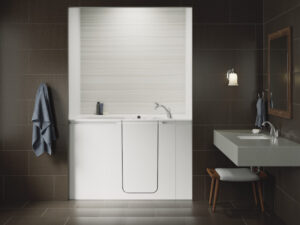 walk in tub with silver fixtures