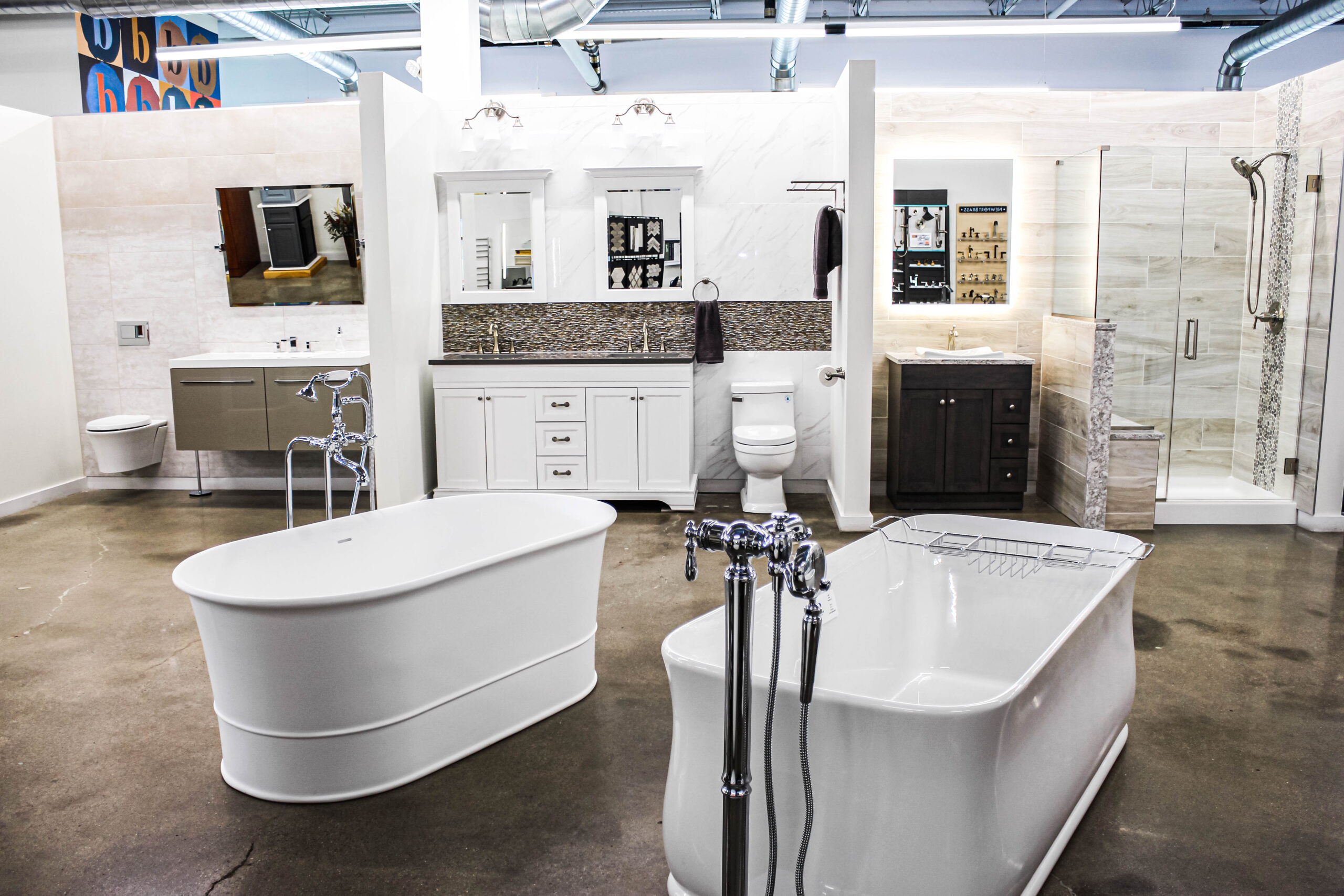 Waterbury Bender showroom, bathtubs