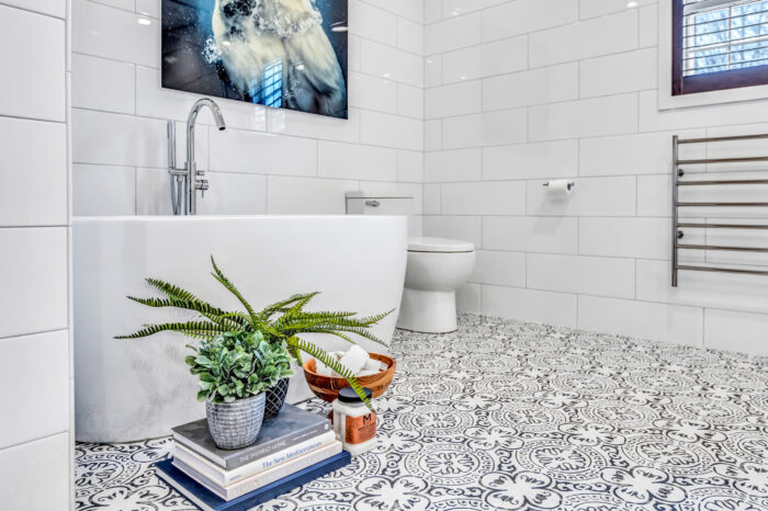 hedgehog master bathroom tile