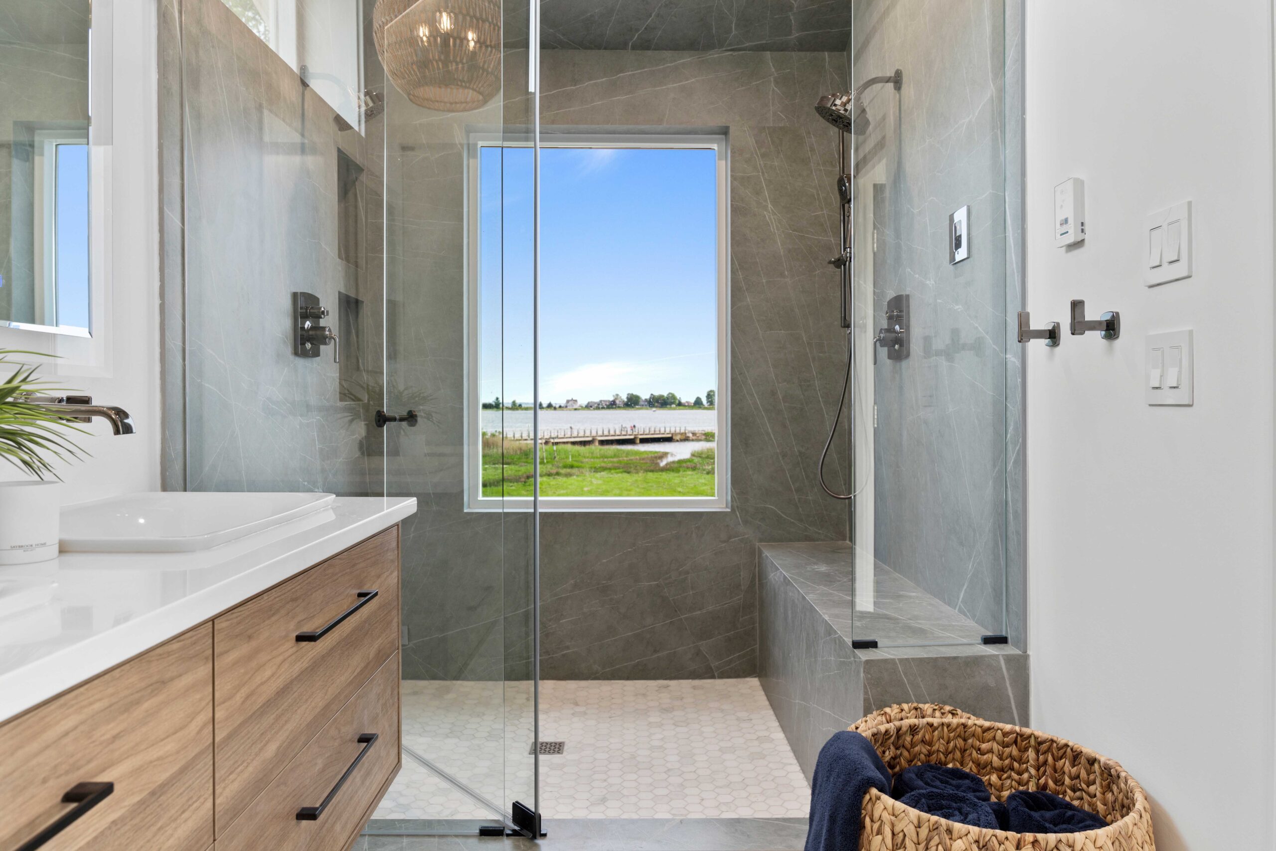 large glass shower