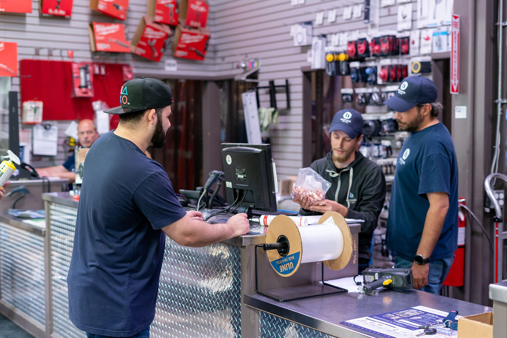 parts counter, tool displays, counter salesmen, customer