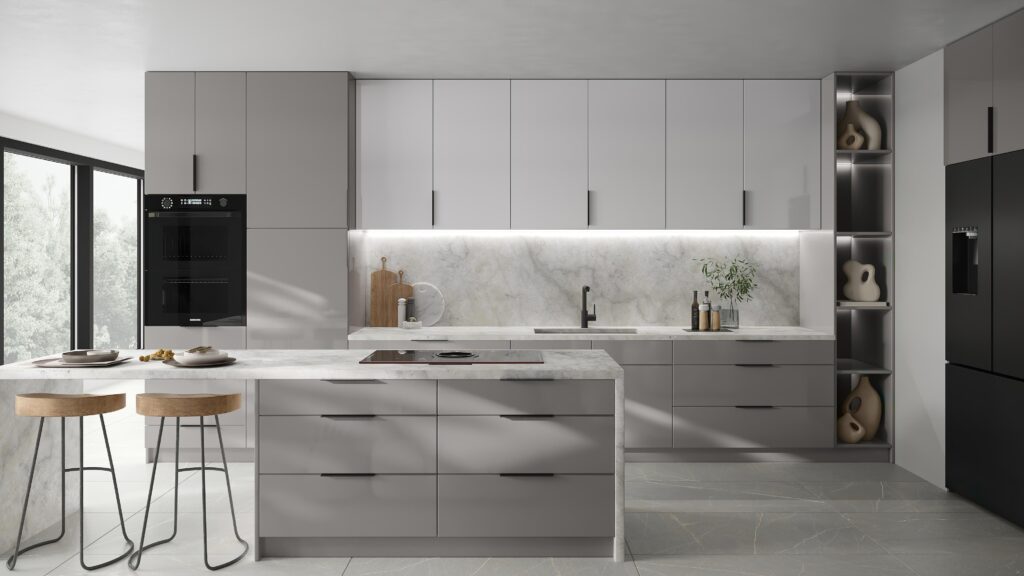 gray kitchen cabinets