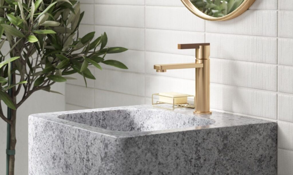 single hole gold faucet