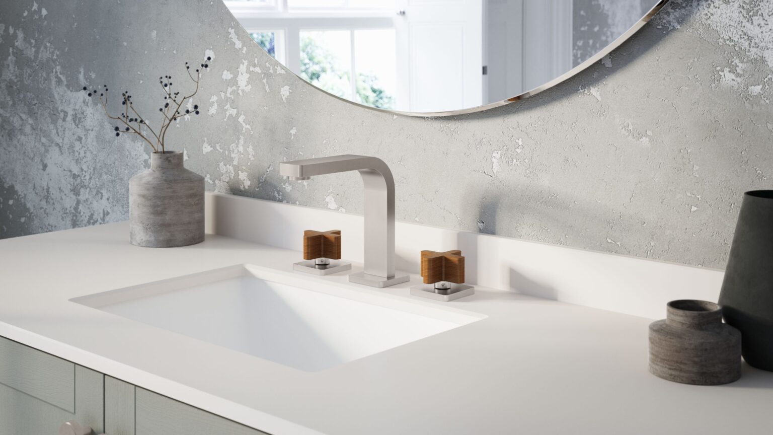 faucet with wood handles