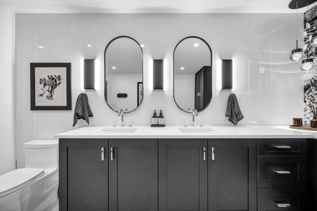 black and white bathroom vanity
