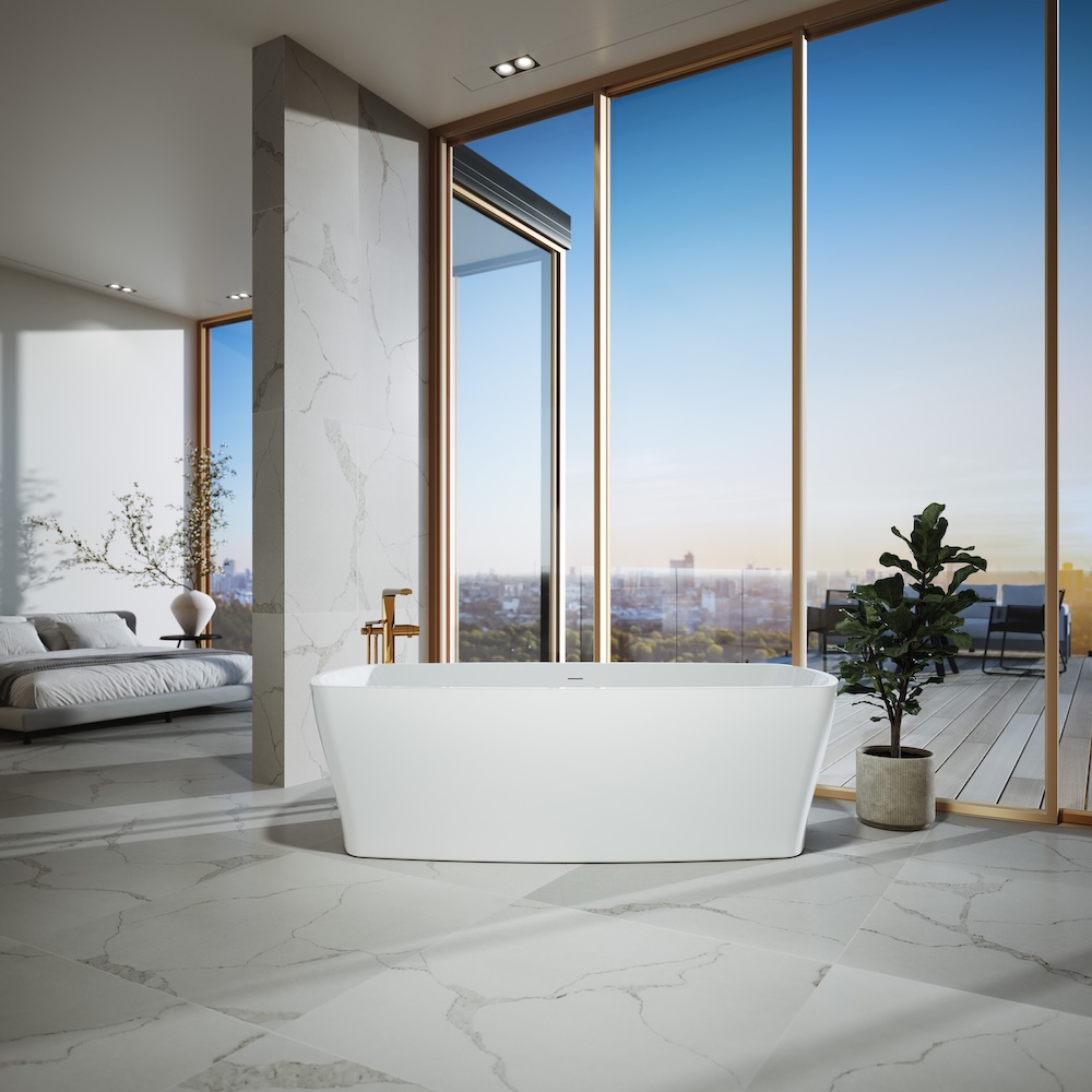 white freestanding tub