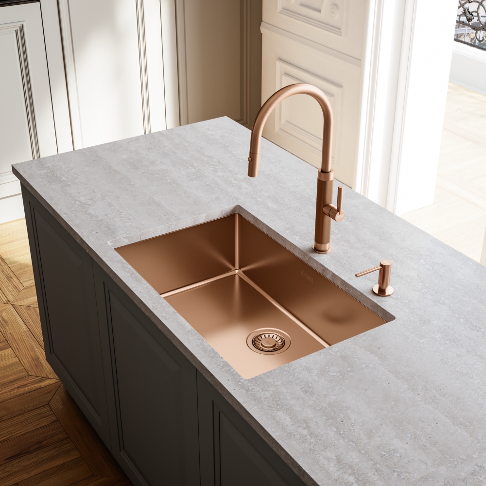 copper sink and faucet